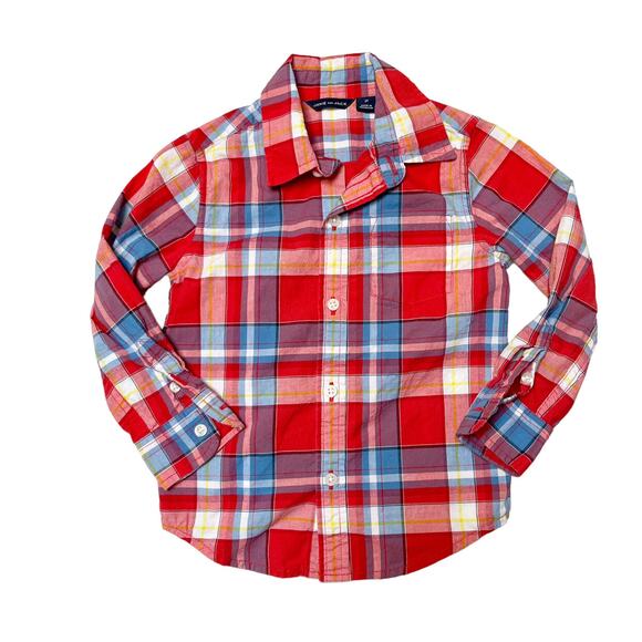 Janie And Jack Madras Plaid Roll Cuff Shirt Size 2T - Picture 1 of 5